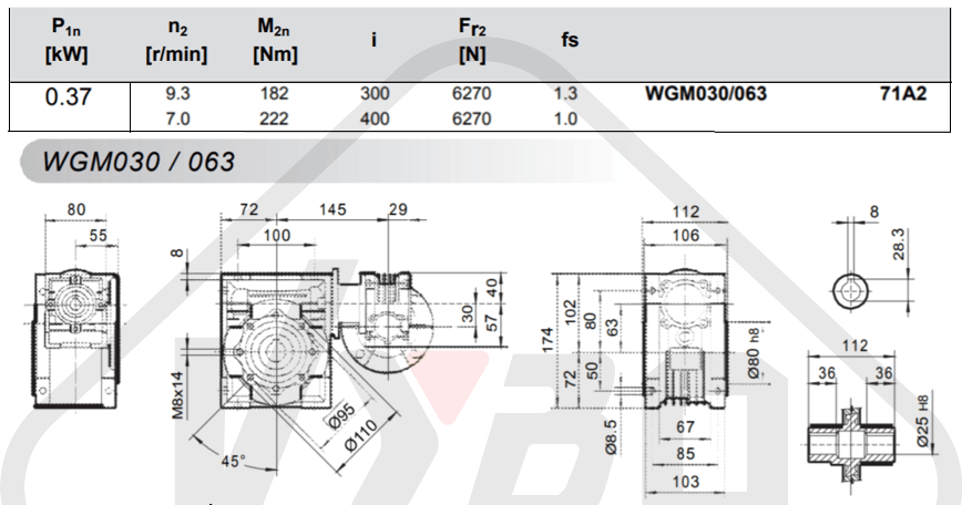 parametry výkonnosti převodovka wgm063