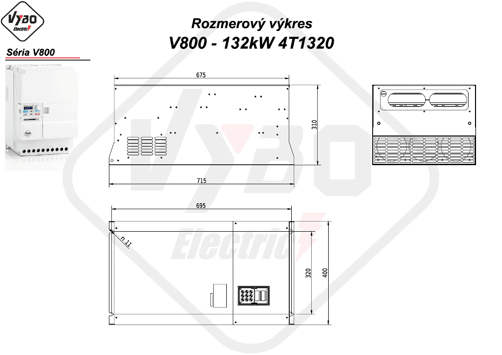 rozměrový výkres frekvenční měnič V800-4T01320