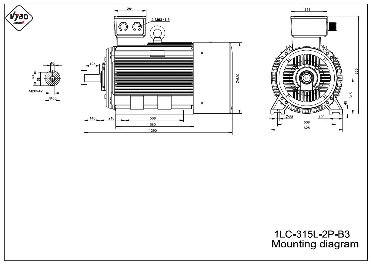 rozměrový výkres elektromotor 1LC 315L B3
