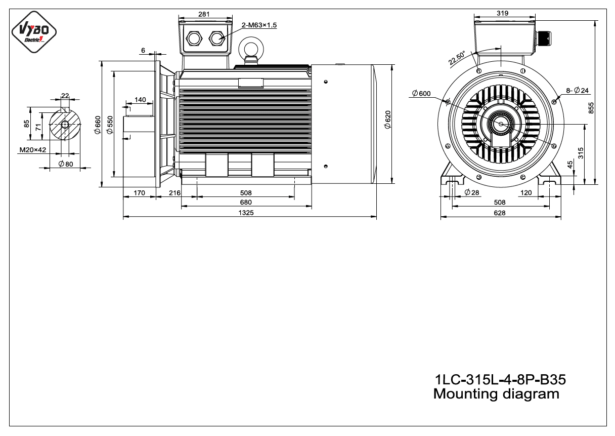 rozměrový výkres elektromotor 1LC 315L B35