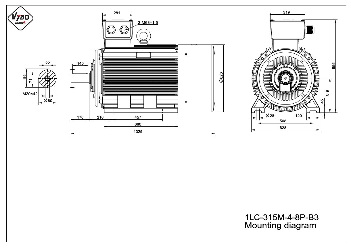 rozměrový výkres elektromotor 1LC 315M B3