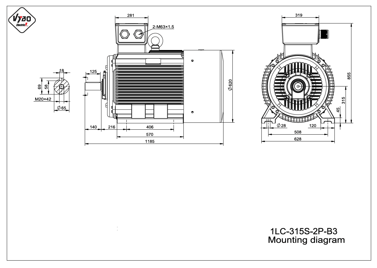 rozměrový výkres elektromotor 1LC 315S B3