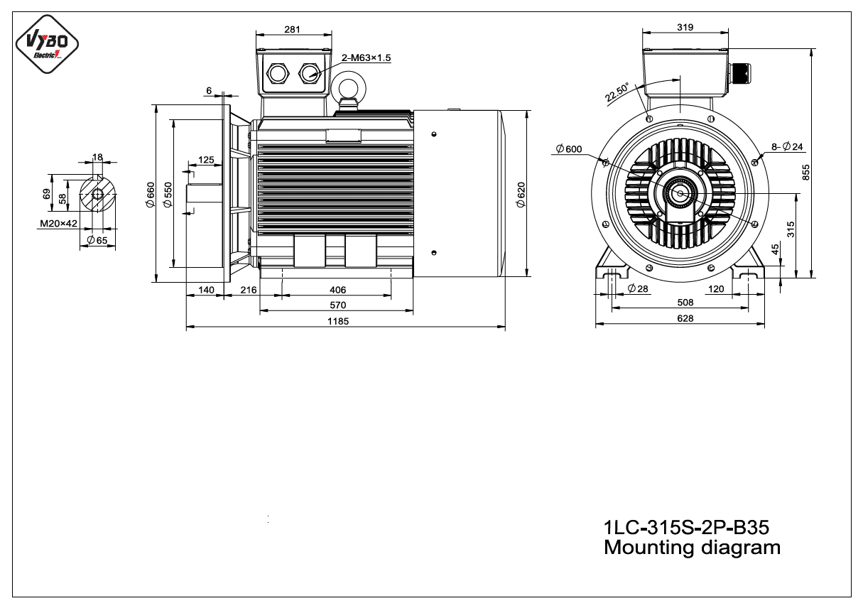 rozměrový výkres elektromotor 1LC 315S B35
