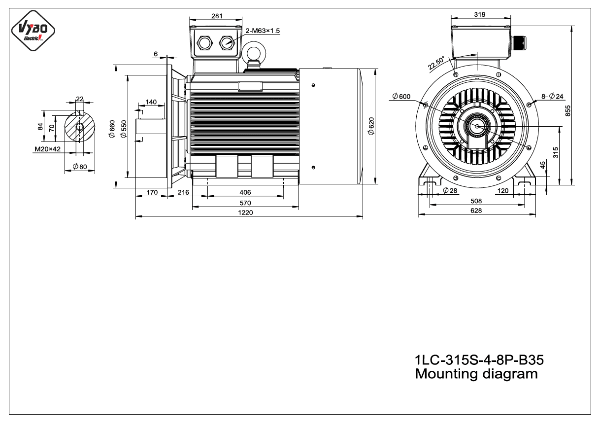 rozměrový výkres elektromotor 1LC 315S B35