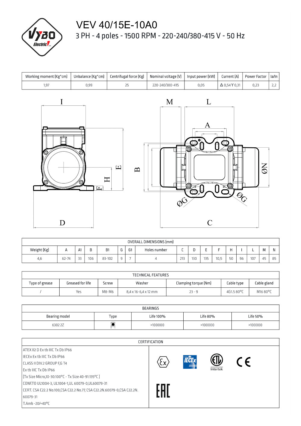 vibrační motor VEV 40/15E-10A0